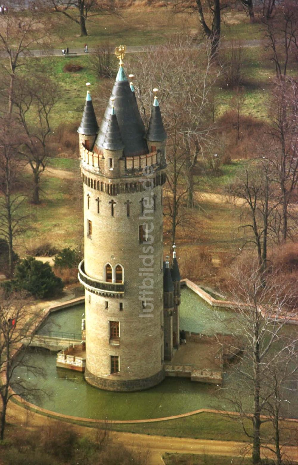 Babelsberg aus der Vogelperspektive: 06.03.95 Flatowturm im Park Babelsberg