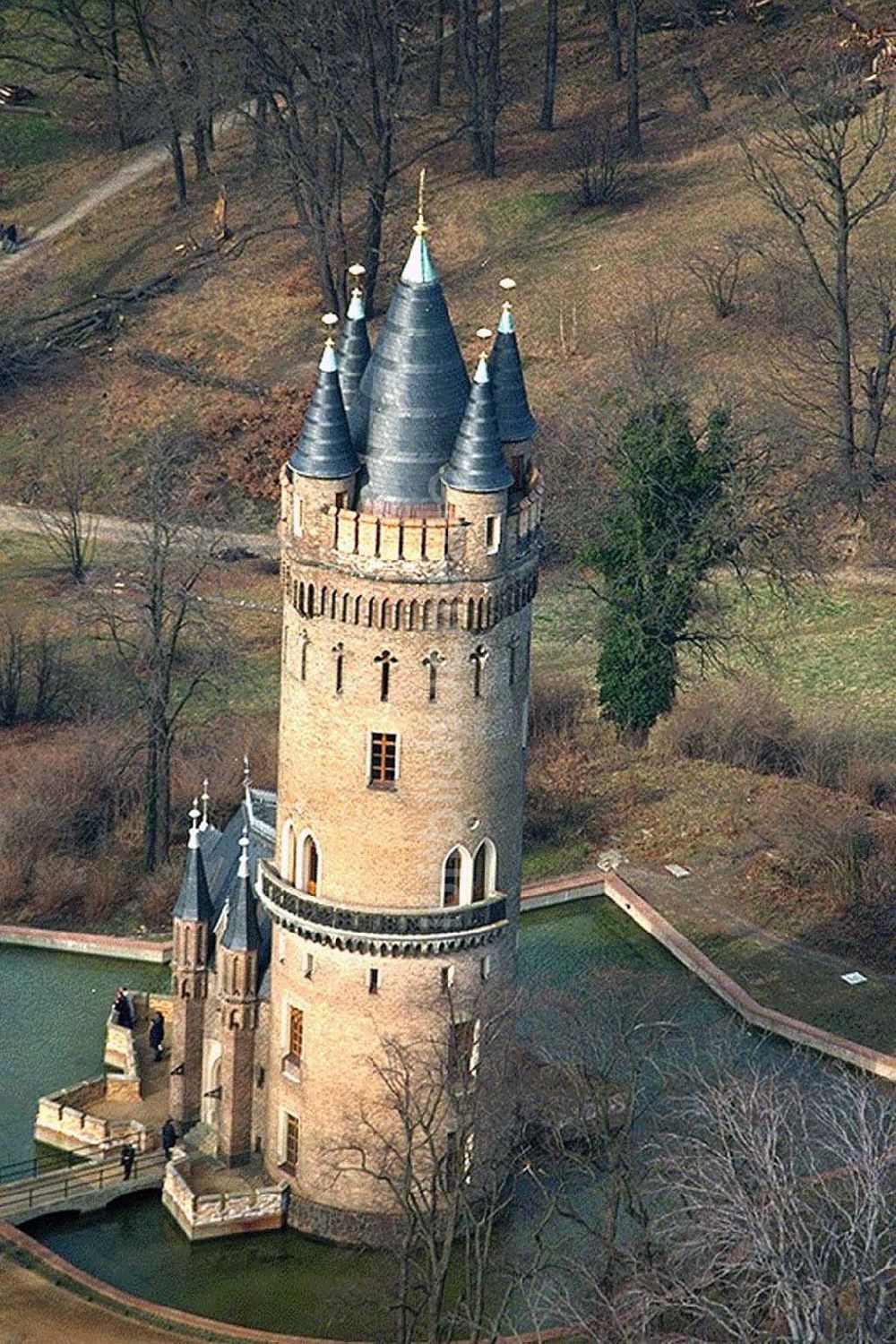 Potsdam Babelsberg von oben - Flatowturm im Park von Potsdam-Babelsberg