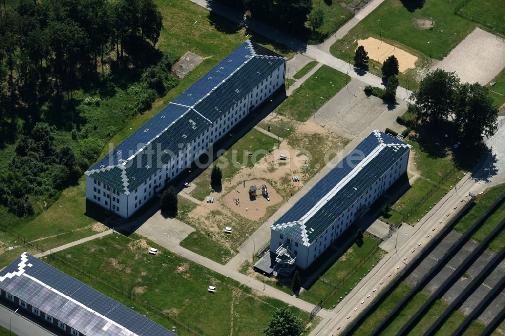 Luftbild Schwerin - Flüchtlingsheim- und Asylunterkunfts- Gebäude im Blücher Technologie- und Gewerbepark GmbH Stern Buchholz in Schwerin im Bundesland Mecklenburg-Vorpommern