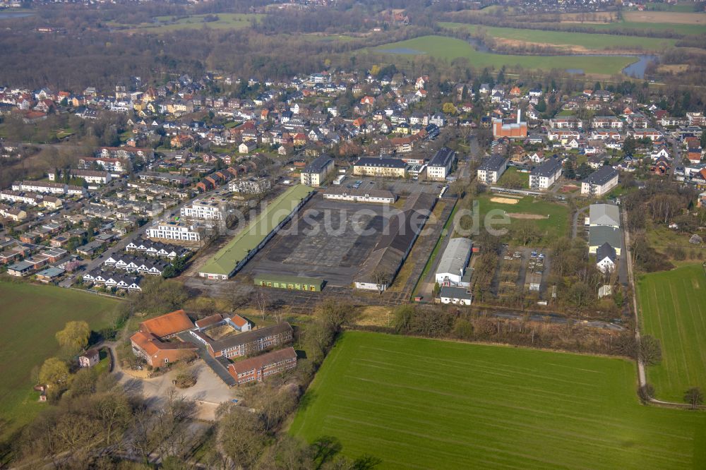 Luftbild Hamm - Flüchtlingsheim- und Asylunterkunfts- Gebäude auf dem Gelände der ehemaligen Newcastle Barracks in Hamm im Bundesland Nordrhein-Westfalen
