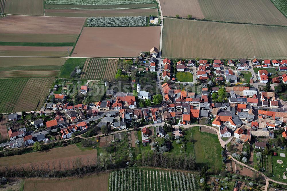 Luftaufnahme Flonheim - Flonheim, eine Ortsgemeinde im Landkreis Alzey-Worms in Rheinland-Pfalz