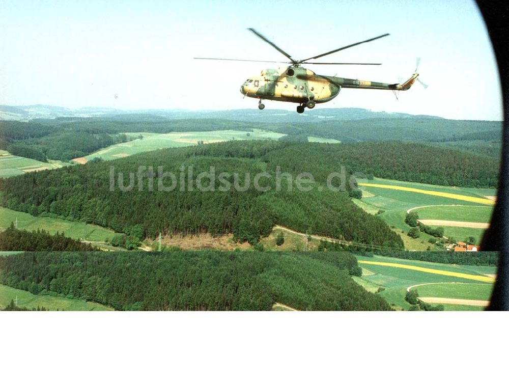 Luftbild bei Hammelburg / Bayern - Flug einer Mi-8 der Bundeswehr nach Hammelburg / Bayern.