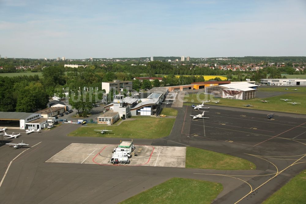 Egelsbach aus der Vogelperspektive: Flugplatz des Frankfurt Egelsbach Airport in Egelsbach im Bundesland Hessen