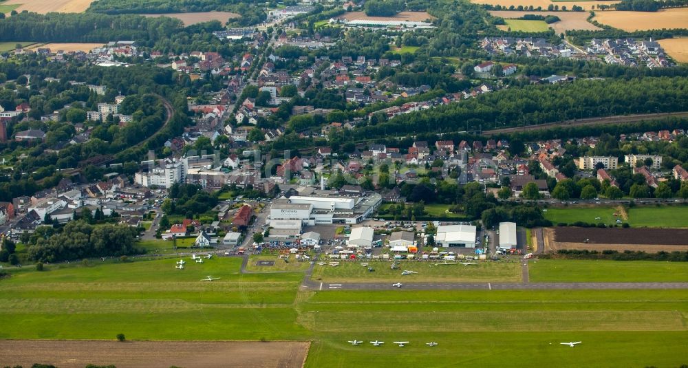 Luftaufnahme Hamm - Flugplatzfest und Flugtag auf dem Gelände der Hamm-Lippewiesen in Hamm im Bundesland Nordrhein-Westfalen