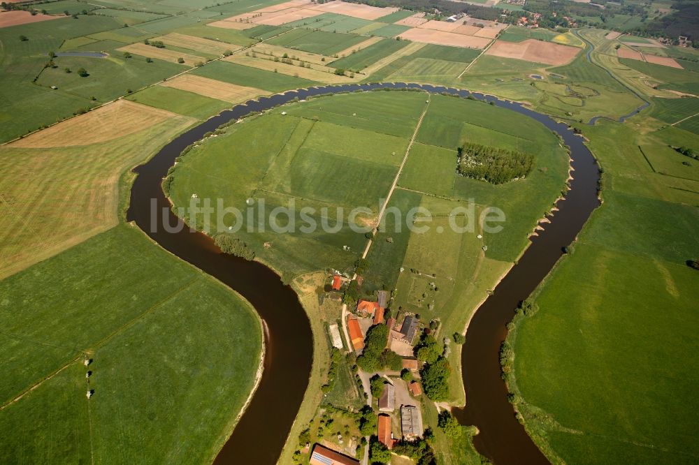 Luftaufnahme Hodenhagen - Fluss Aller in der Gemeinde Hodenhagen im Bundesland Niedersachsen