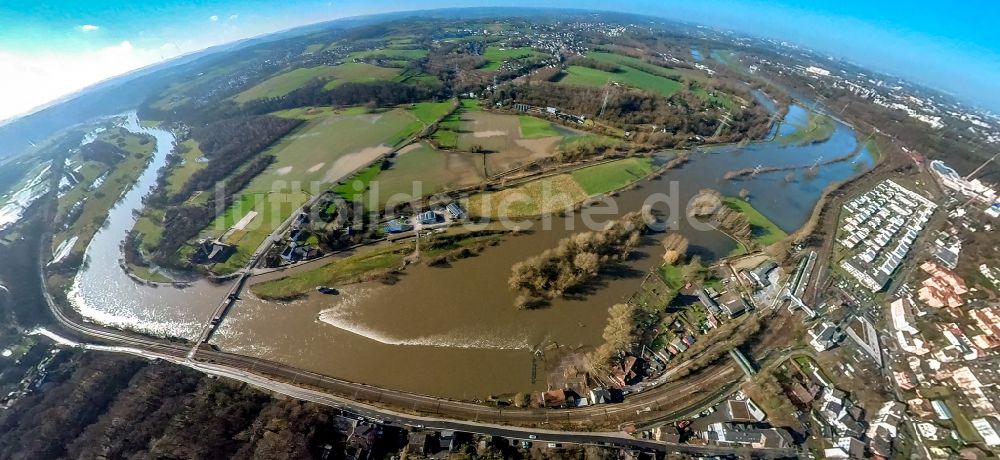 Hattingen aus der Vogelperspektive: Fluß - Brückenbauwerk Schwimmbrücke Dahlhausen über die Ruhr in Hattingen im Bundesland Nordrhein-Westfalen, Deutschland