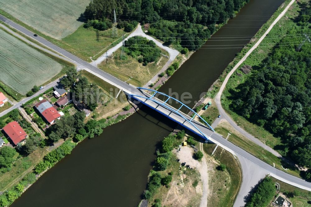 Luftaufnahme Wusterwitz - Fluß - Brückenbauwerk Straßenbrücke Wusterwitz über dem Elbe-Havel-Kanal im Norden von Wusterwitz im Bundesland Brandenburg