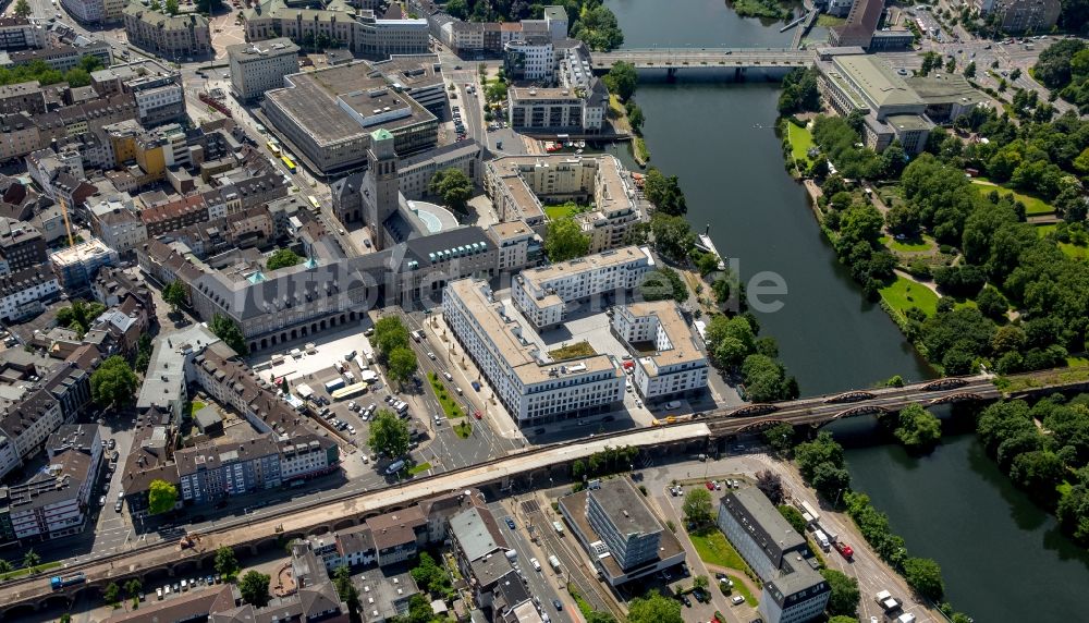 Luftbild Mülheim an der Ruhr - Fluß - Brückenbauwerke über die Ruhr in Mülheim an der Ruhr im Bundesland Nordrhein-Westfalen