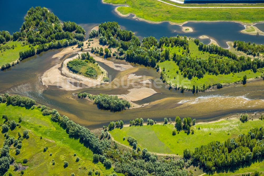 Luftbild Wesel - Fluss- Delta im Mündungsgebiet der Lippe im Ortsteil Fusternberg in Wesel im Bundesland Nordrhein-Westfalen, Deutschland