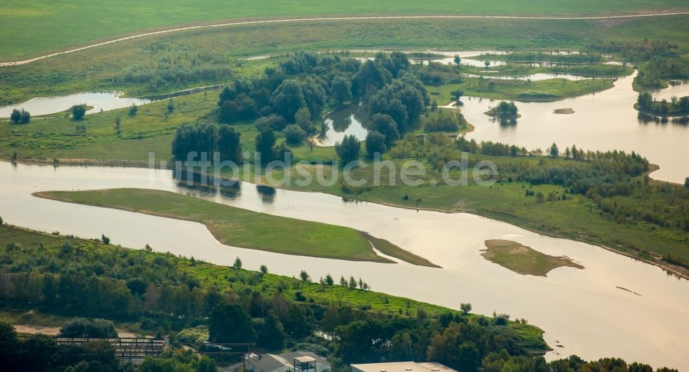 Luftbild Wesel - Fluß- Delta und Strom- Mündung des Flusses Lippe in Wesel im Bundesland Nordrhein-Westfalen