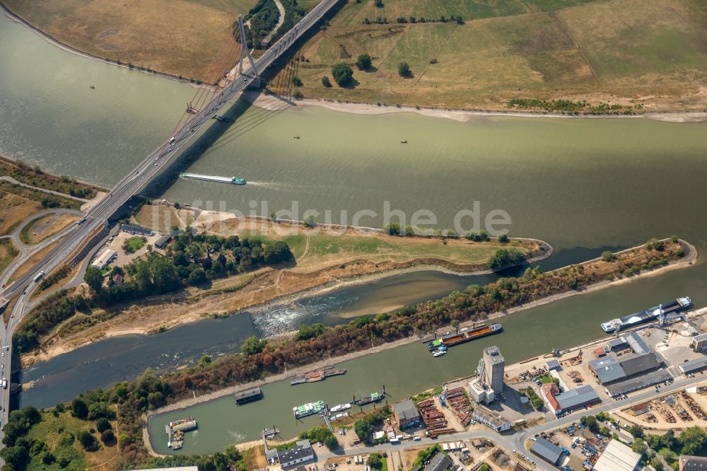 Luftbild Wesel - Fluß- Delta und Strom- Mündung zwischen Lippemündung und Rhein im Ortsteil Lippedorf in Wesel im Bundesland Nordrhein-Westfalen, Deutschland