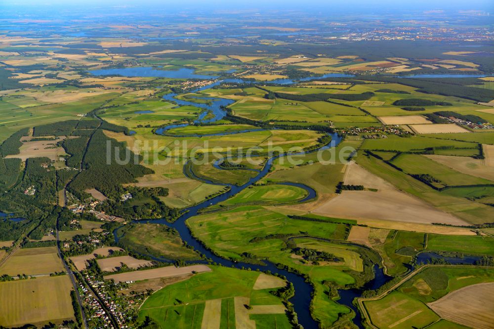 Bahnitz von oben - Fluss - Kurvenverlauf der Havel in Bahnitz im Bundesland Brandenburg, Deutschland