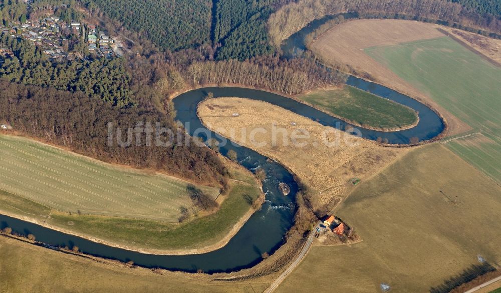 Luftbild Datteln - Fluss Lippe in Datteln im Bundesland Nordrhein-Westfalen