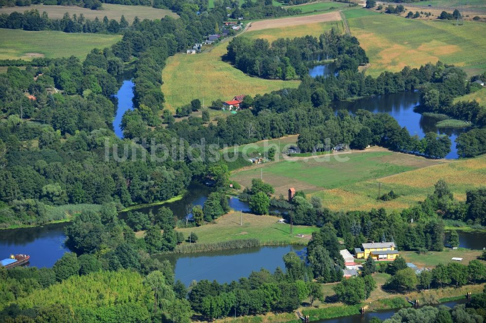 Luftaufnahme Zerben - Fluß- und Wasserlandschaft bei Zerben im Bundesland Sachsen-Anhalt