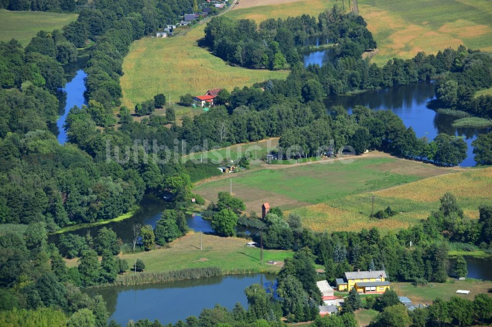 Zerben von oben - Fluß- und Wasserlandschaft bei Zerben im Bundesland Sachsen-Anhalt