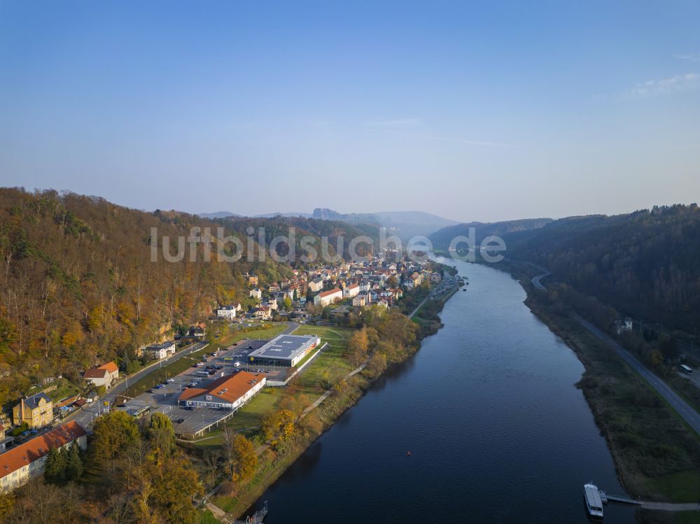 Luftbild Bad Schandau - Flußbrücke über die Elbe in Bad Schandau im Bundesland Sachsen, Deutschland