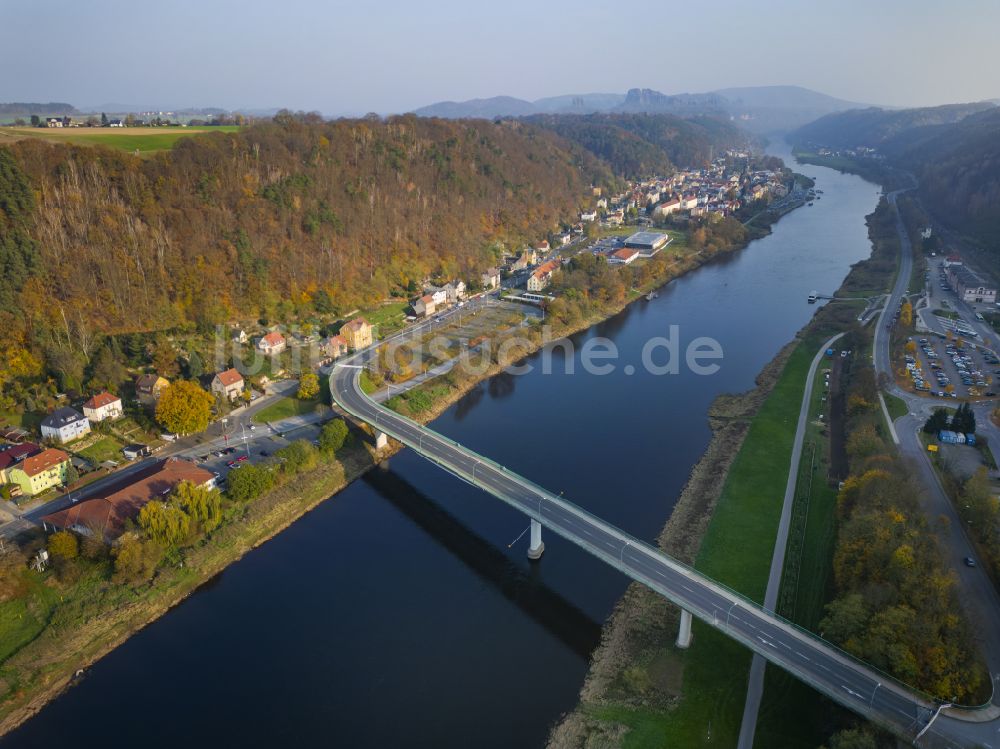 Luftbild Bad Schandau - Flußbrücke über die Elbe in Bad Schandau im Bundesland Sachsen, Deutschland