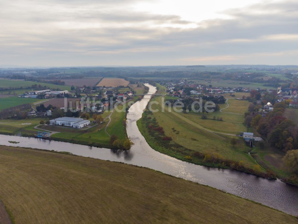 Luftaufnahme Grimma - Flusslandschaft in Grimma im Bundesland Sachsen, Deutschland