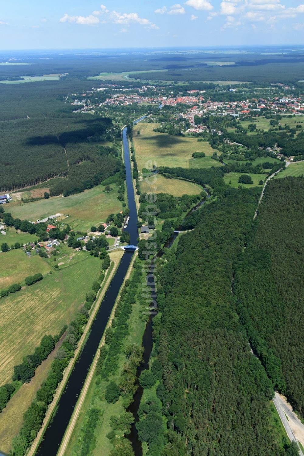 Grabow von oben - Flussverlauf der alten Elde bei Grabow im Bundesland Mecklenburg-Vorpommern