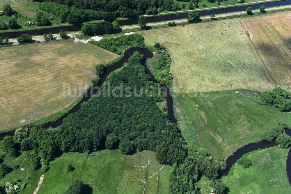 Luftbild Grabow - Flussverlauf der alten Elde bei Grabow im Bundesland Mecklenburg-Vorpommern