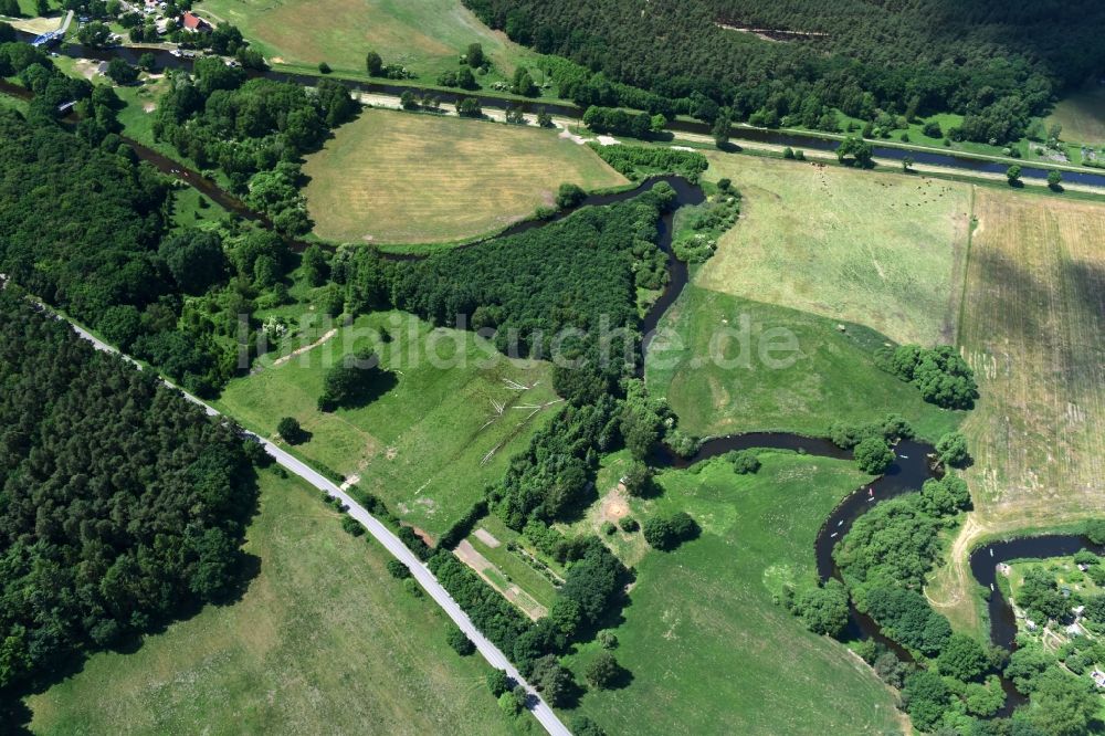 Luftaufnahme Grabow - Flussverlauf der alten Elde bei Grabow im Bundesland Mecklenburg-Vorpommern