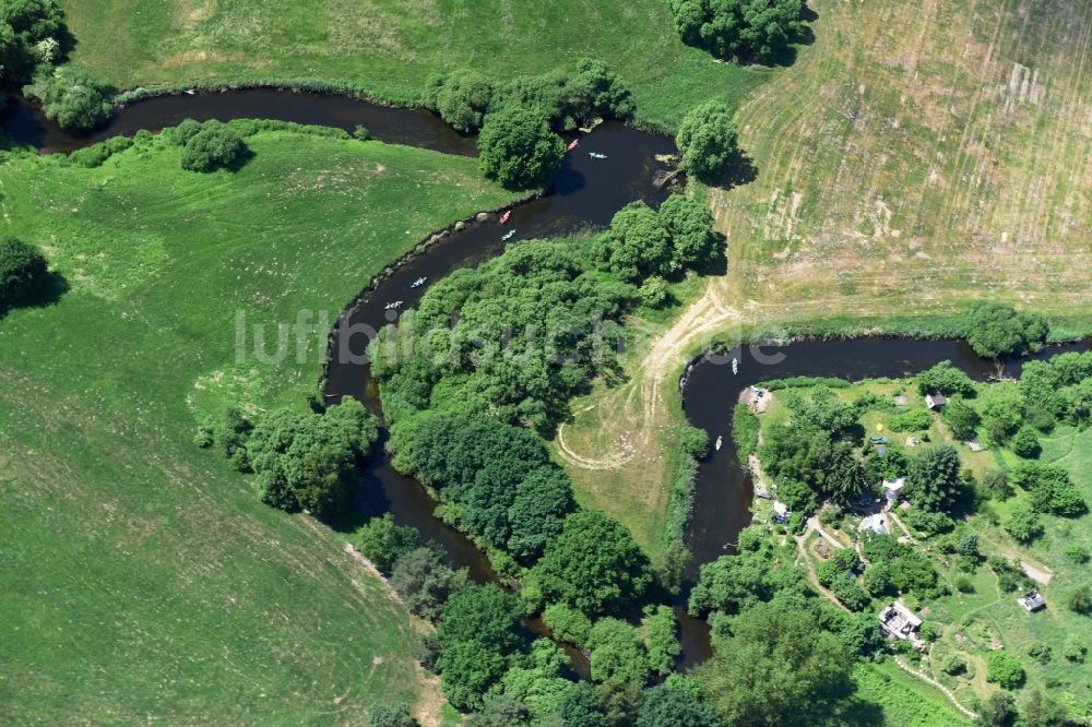 Grabow von oben - Flussverlauf der alten Elde bei Grabow im Bundesland Mecklenburg-Vorpommern