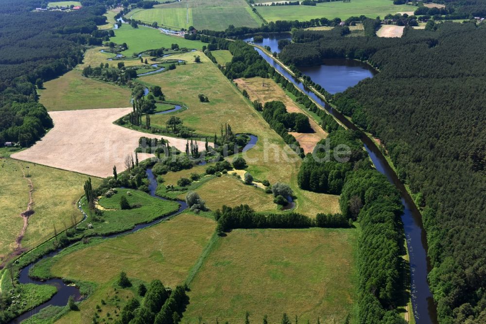 Luftaufnahme Eldena - Flussverlauf der alten Elde bei Güritz / Eldena im Bundesland Mecklenburg-Vorpommern