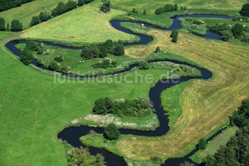 Eldena von oben - Flussverlauf der alten Elde bei Güritz / Eldena im Bundesland Mecklenburg-Vorpommern