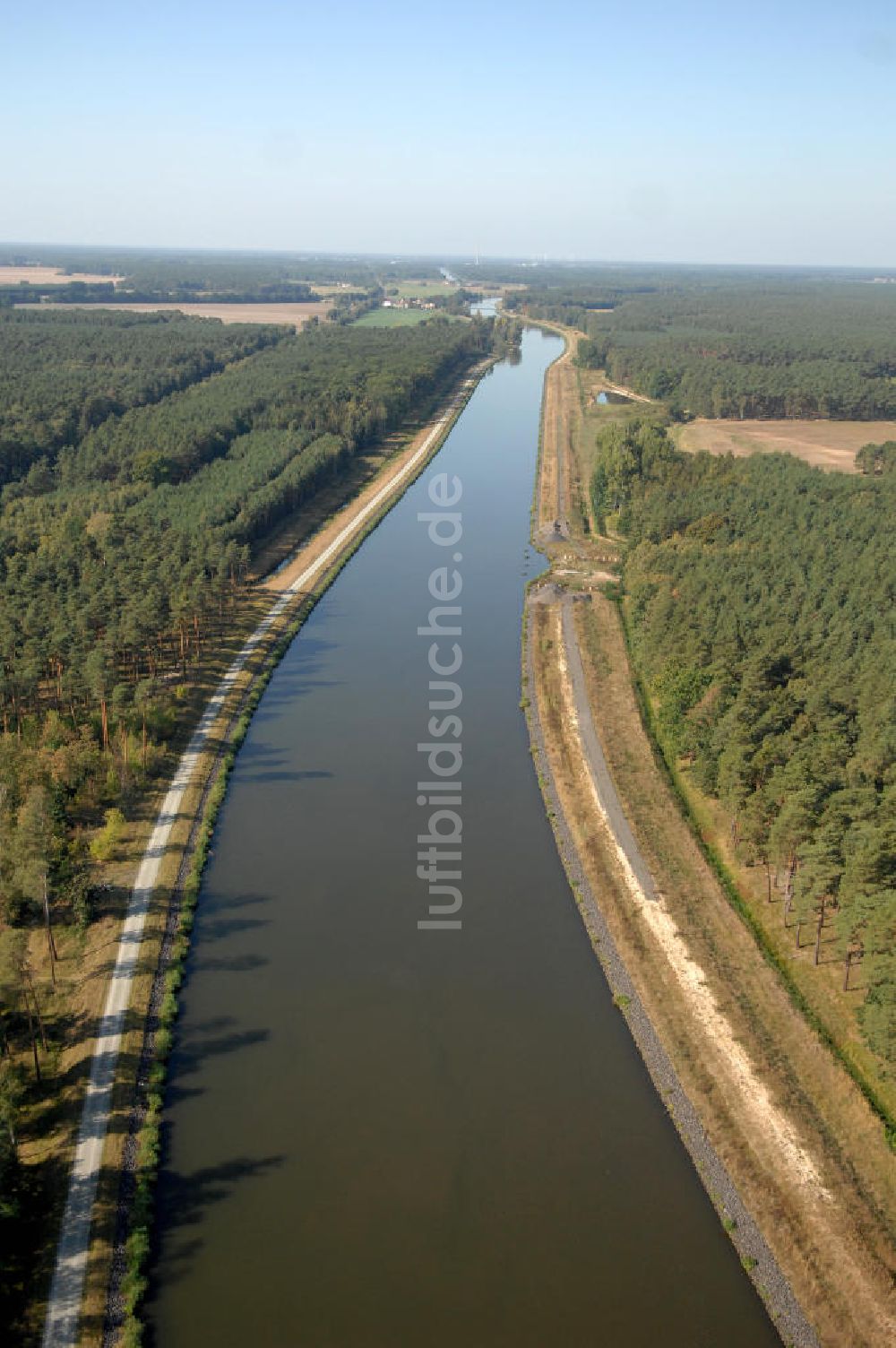 Luftaufnahme Wusterwitz - Flussverlauf des Elbe-Havel-Kanal zwischen Wusterwitz und Kade