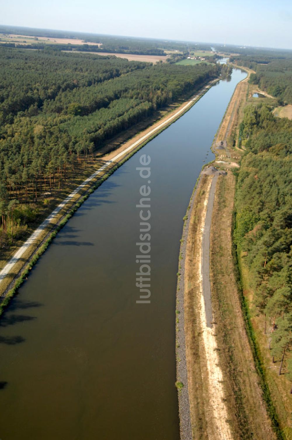 Wusterwitz von oben - Flussverlauf des Elbe-Havel-Kanal zwischen Wusterwitz und Kade