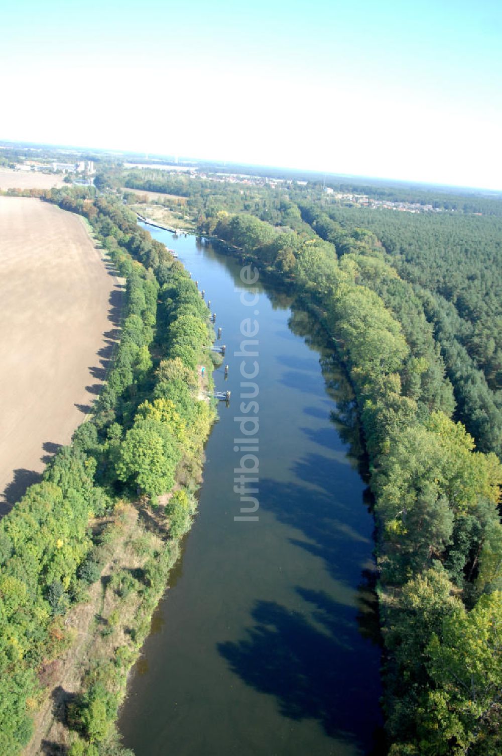 Zerben von oben - Flussverlauf Elbe-Havel-Kanal zwischen Zerben und Ihleburg