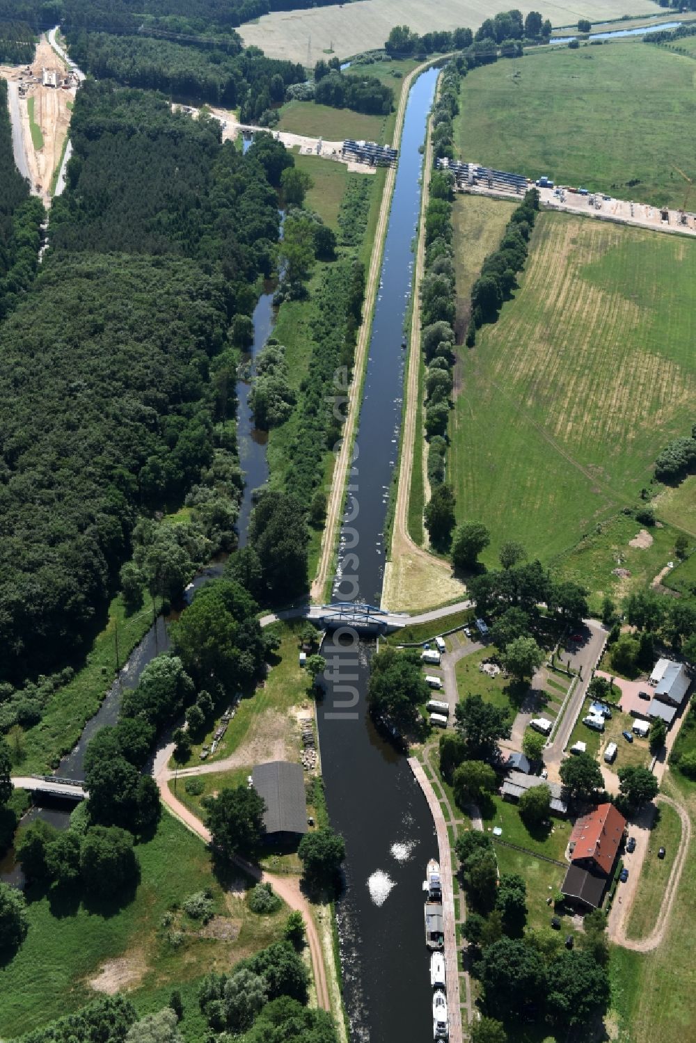 Luftbild Grabow - Flussverlauf der Elde bei Grabow im Bundesland Mecklenburg-Vorpommern