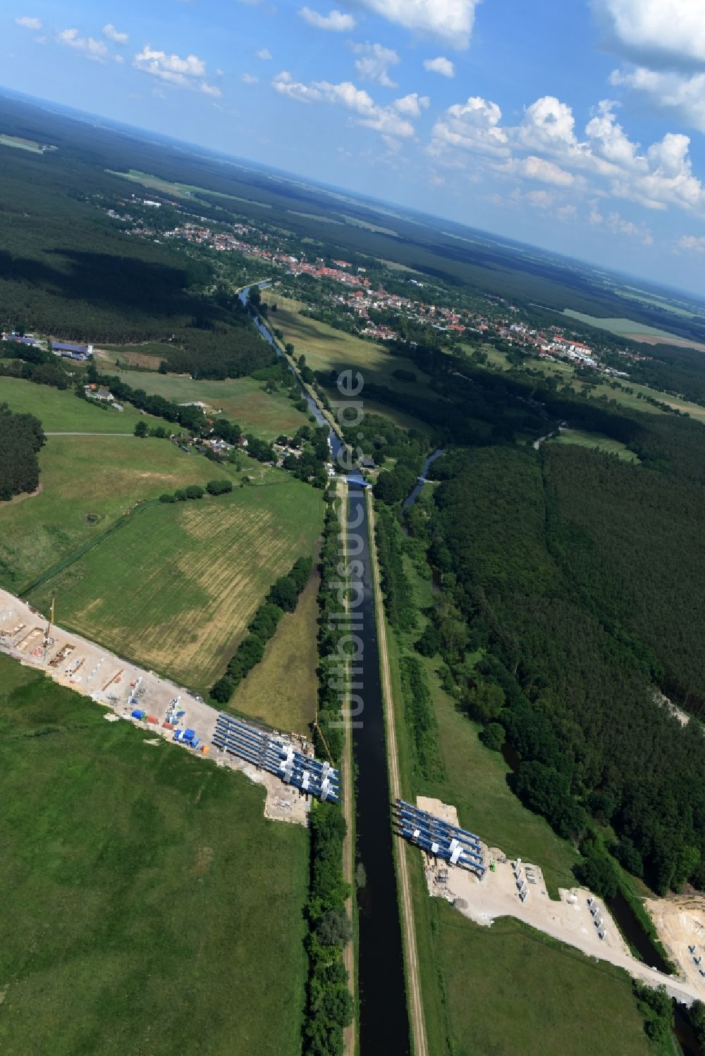 Luftaufnahme Grabow - Flussverlauf der Elde bei Grabow im Bundesland Mecklenburg-Vorpommern