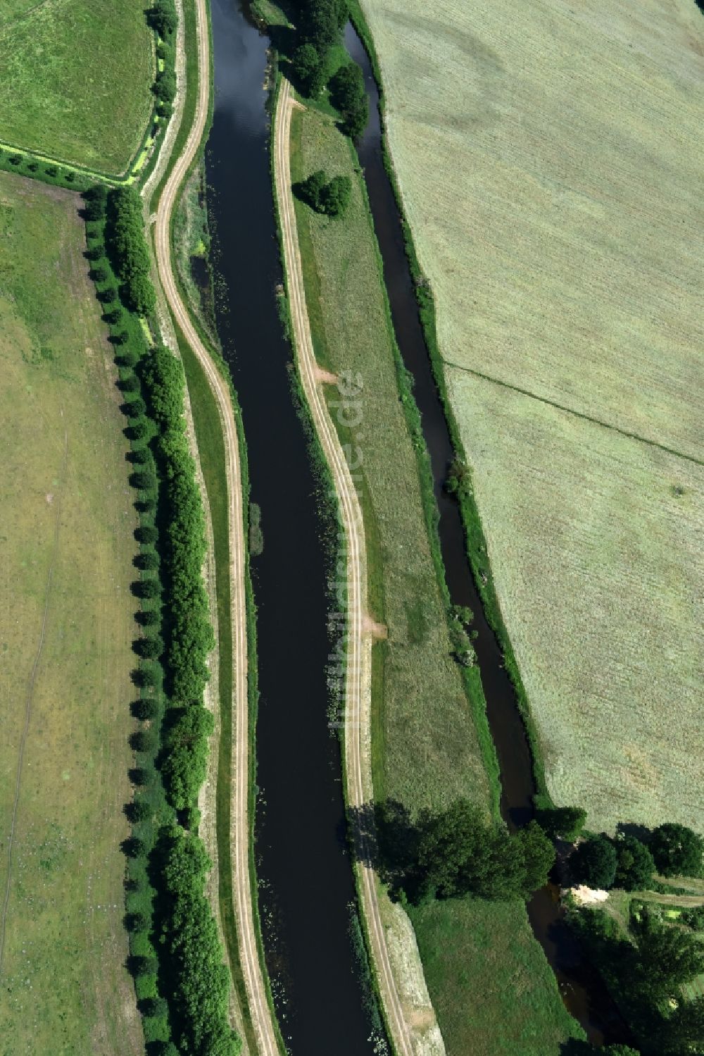 Luftbild Grabow - Flussverlauf der Elde bei Grabow im Bundesland Mecklenburg-Vorpommern