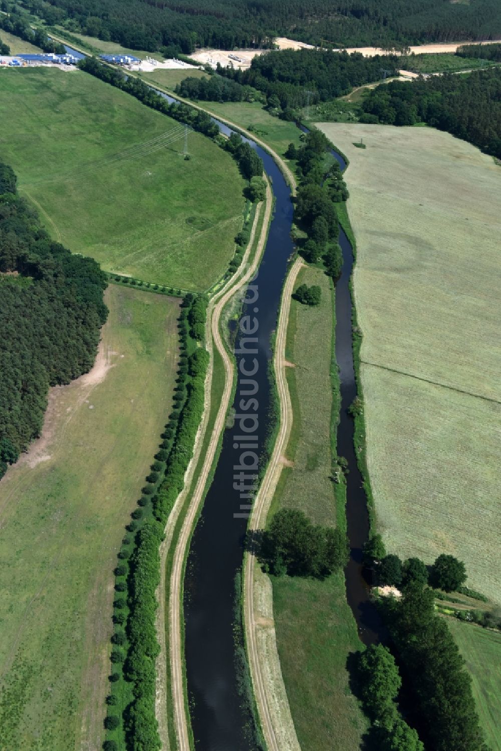 Luftaufnahme Grabow - Flussverlauf der Elde bei Grabow im Bundesland Mecklenburg-Vorpommern