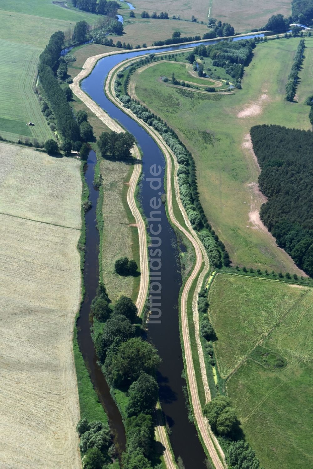 Grabow von oben - Flussverlauf der Elde bei Grabow im Bundesland Mecklenburg-Vorpommern