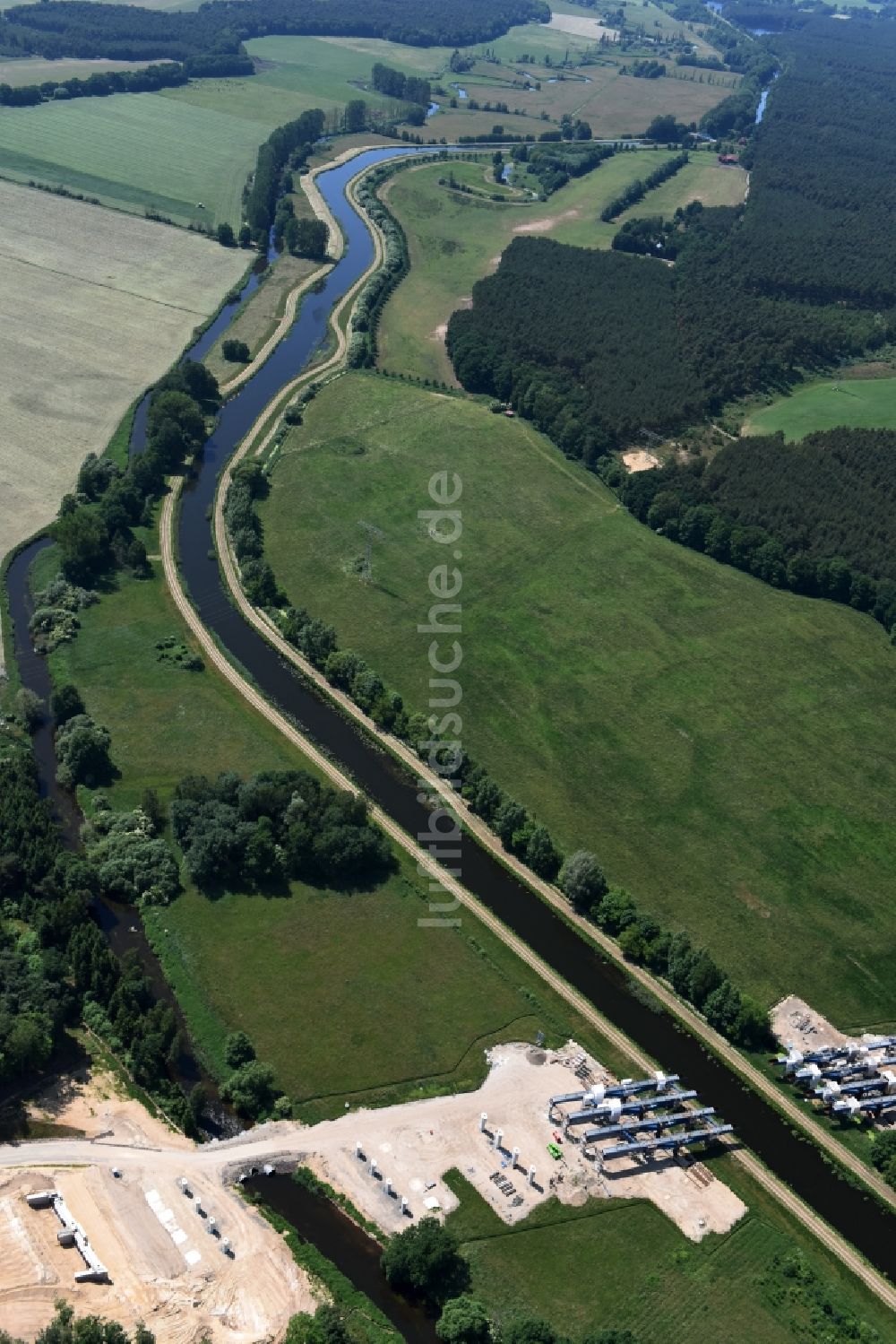 Grabow aus der Vogelperspektive: Flussverlauf der Elde bei Grabow im Bundesland Mecklenburg-Vorpommern