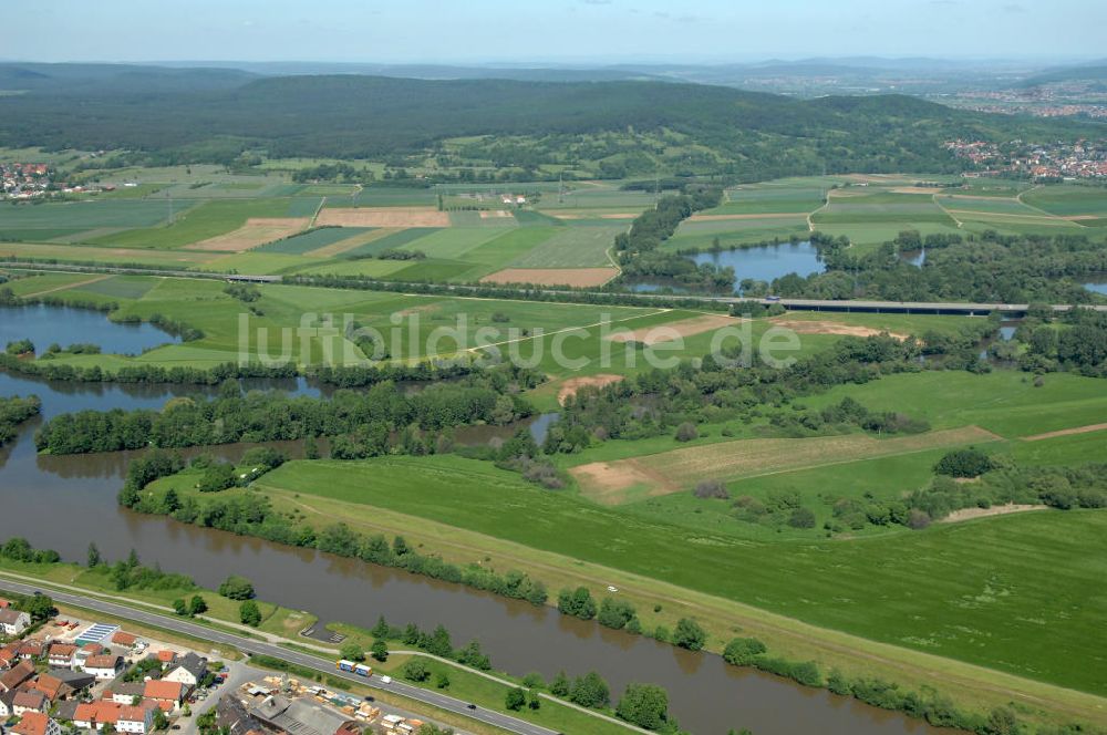 Luftbild Bischberg - Flussverlauf des Main in Bayern