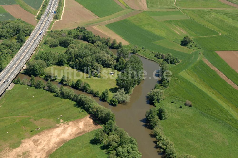 Luftbild Bischberg - Flussverlauf des Main in Bayern