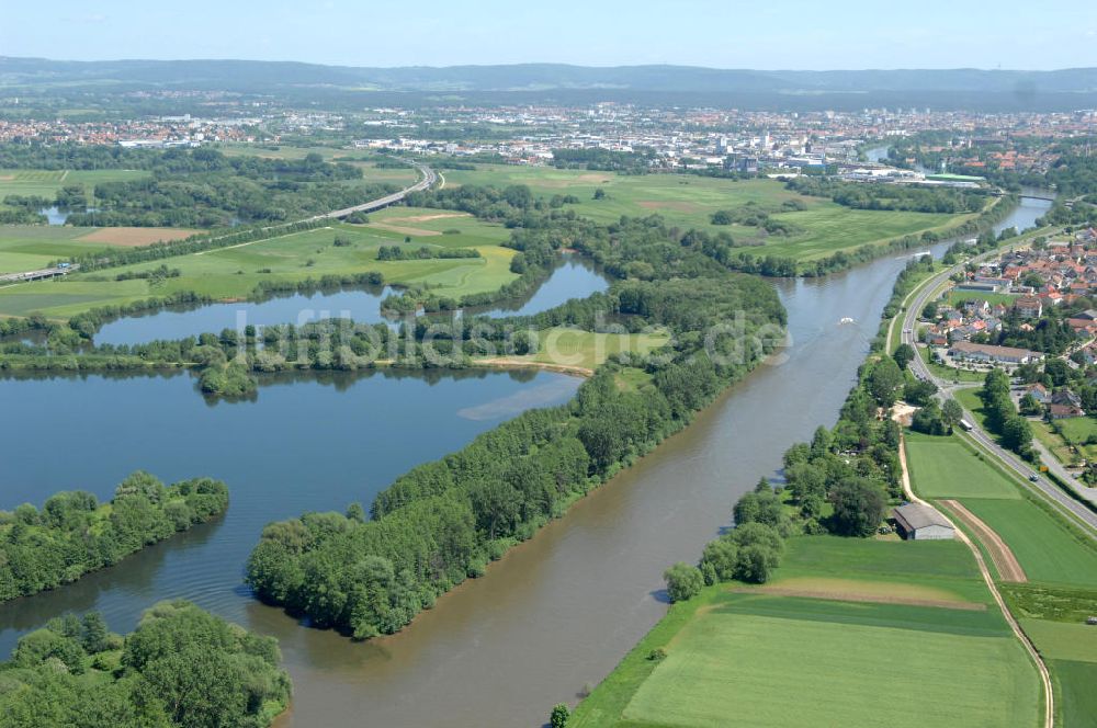 Bischberg von oben - Flussverlauf des Main in Bayern