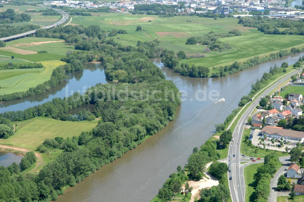 Luftbild Bischberg - Flussverlauf des Main in Bayern