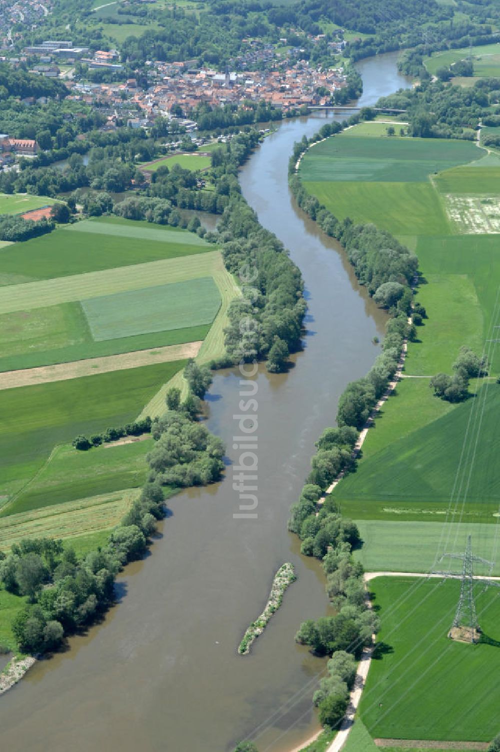 Eschenbach aus der Vogelperspektive: Flussverlauf des Main in Bayern