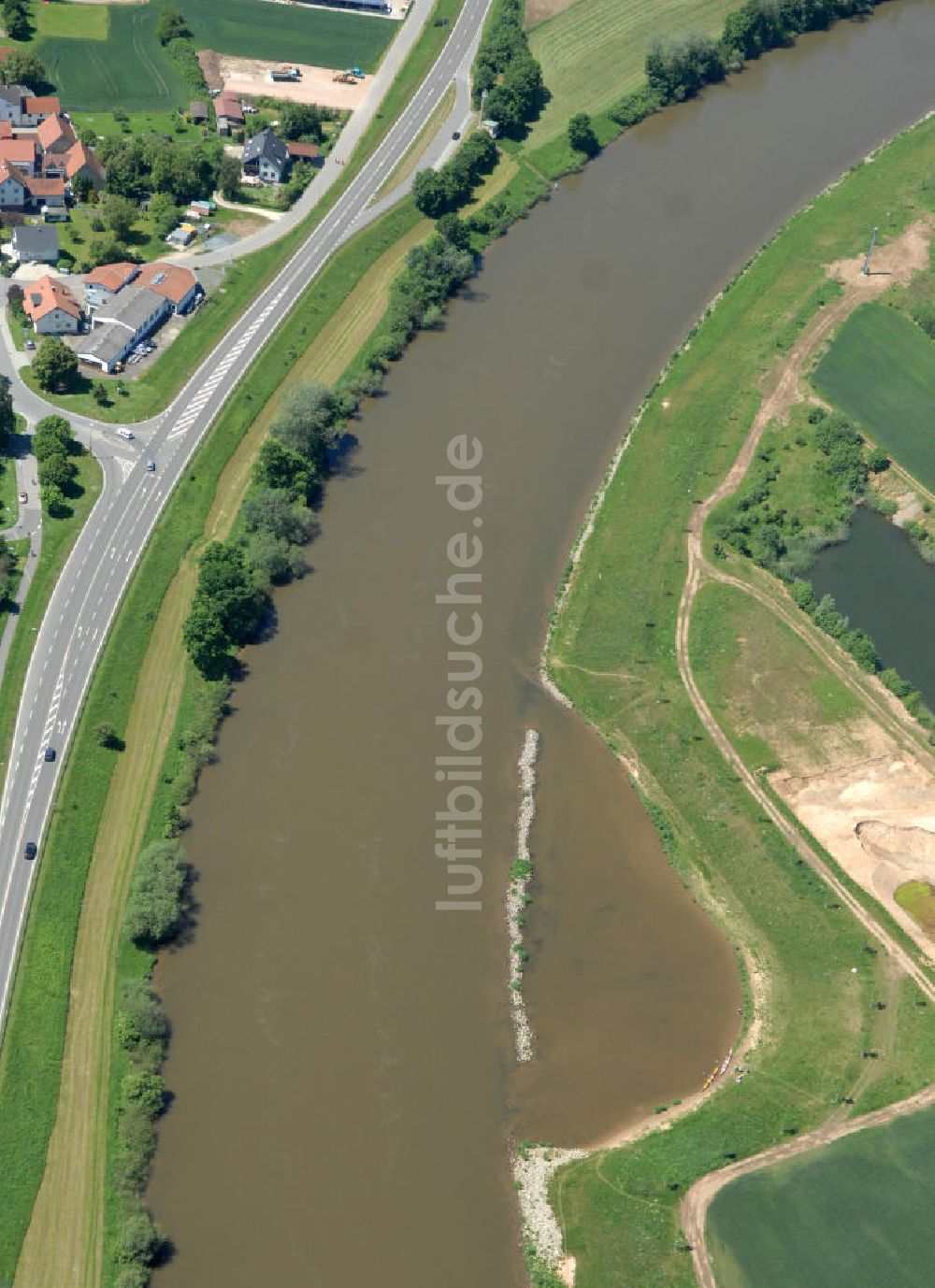 Luftaufnahme Trunstadt - Flussverlauf des Main in Bayern