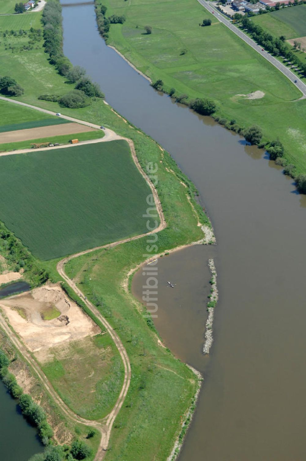 Luftaufnahme Trunstadt - Flussverlauf des Main in Bayern