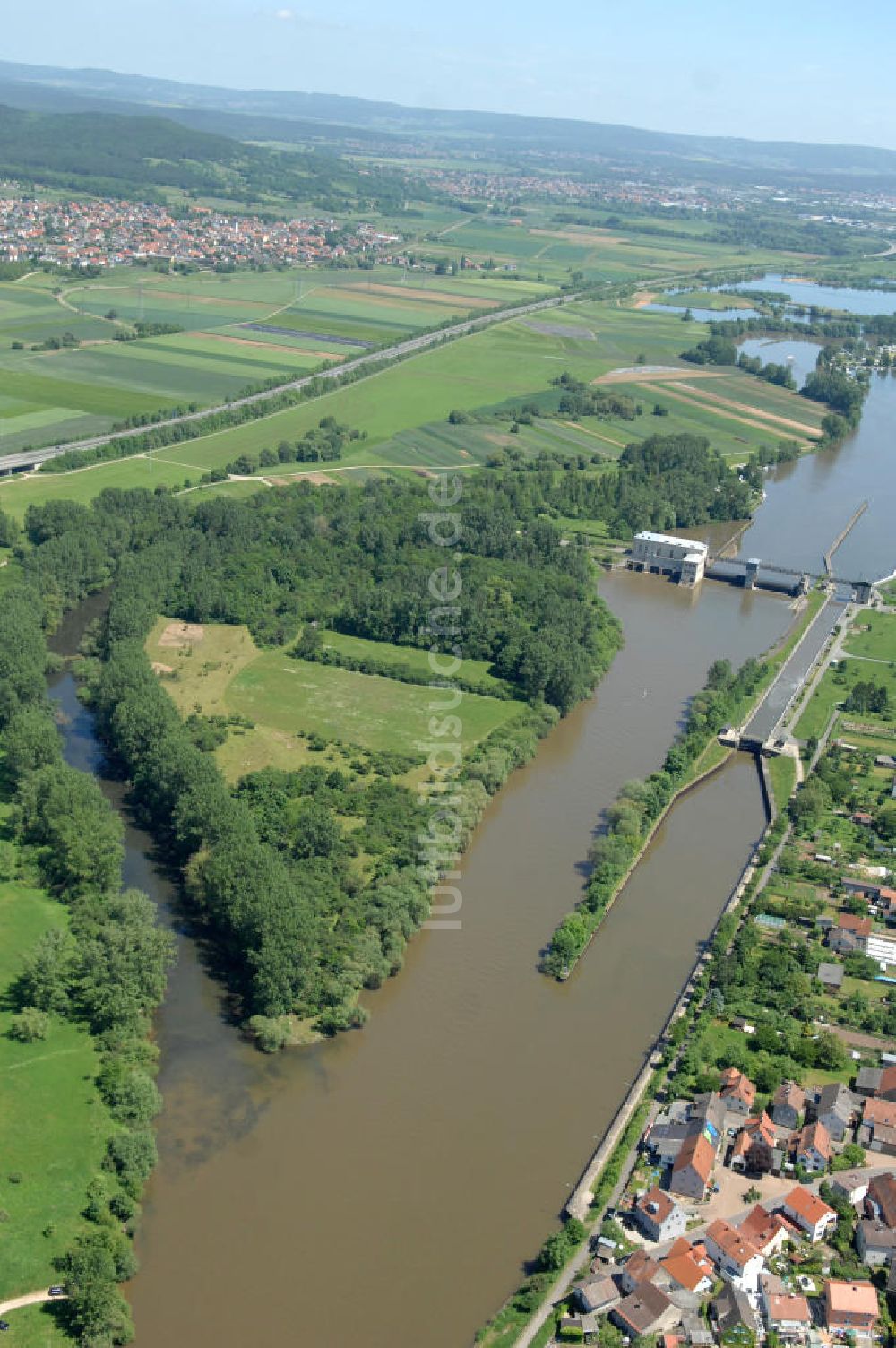 Luftbild Viereth - Flussverlauf des Main in Bayern