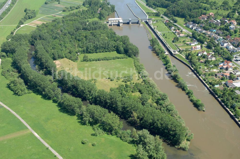 Viereth aus der Vogelperspektive: Flussverlauf des Main in Bayern