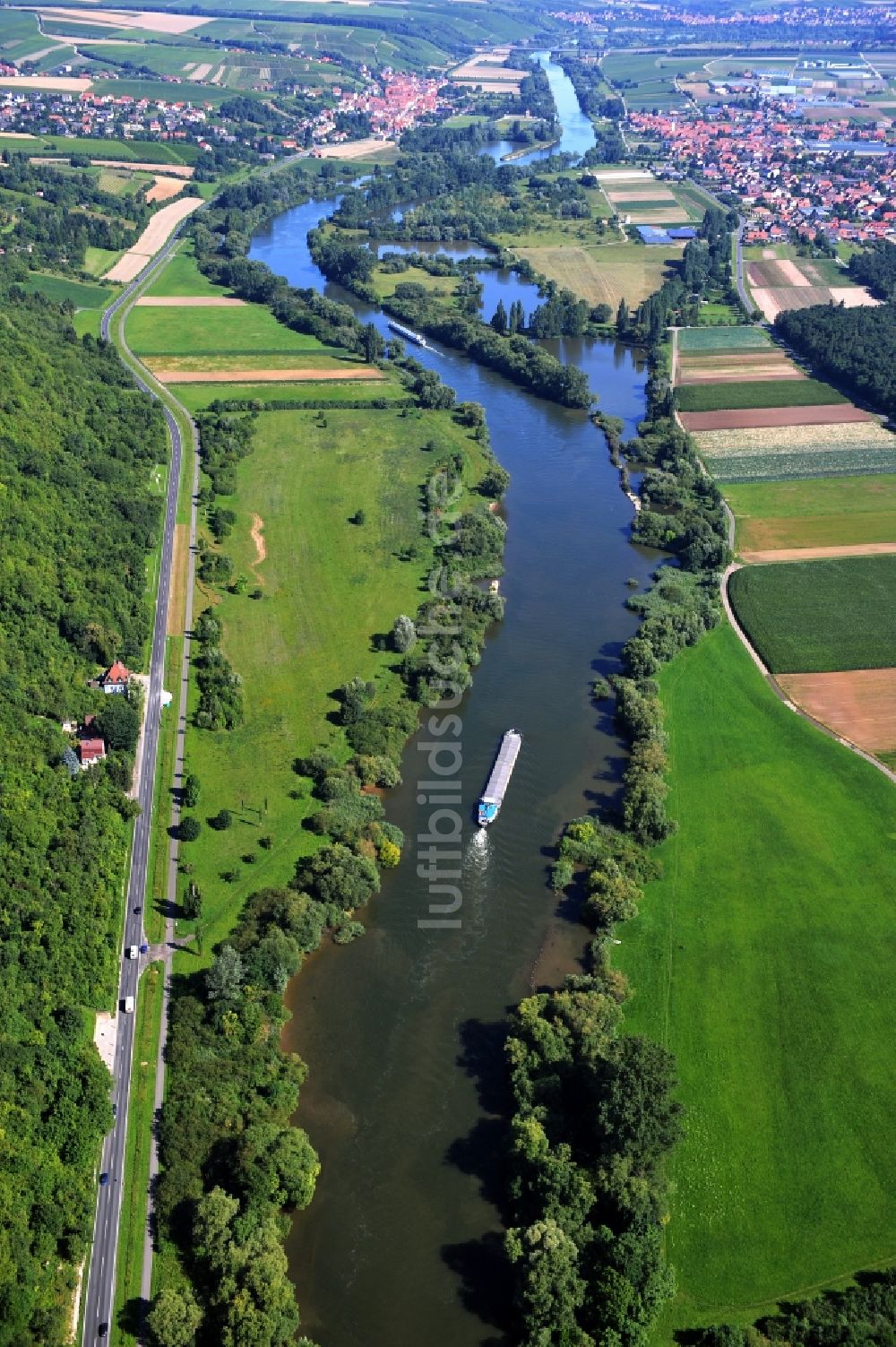 Luftbild Kitzingen - Flussverlauf des Main bei Kitzingen im Bundesland Bayern