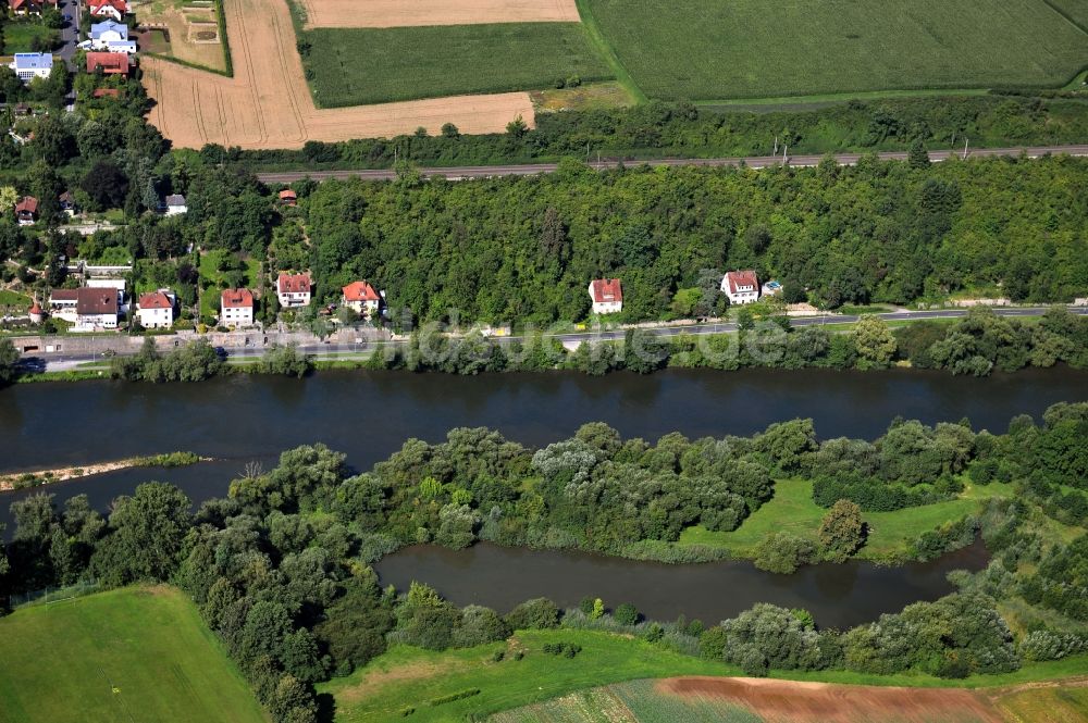 Luftbild Kitzingen - Flussverlauf des Main bei Kitzingen im Bundesland Bayern