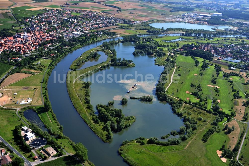 Luftaufnahme Dettelbach - Flussverlauf des Main in Dettelbach im Bundesland Bayern