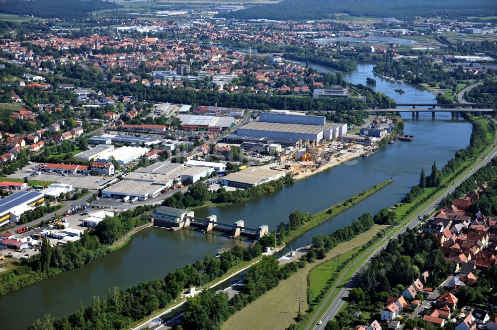 Luftbild Kitzingen - Flussverlauf des Main in Kitzingen im Bundesland Bayern